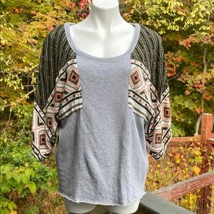 Free People gray sweatshirt with ikat dolman sleeves size XS (see description)